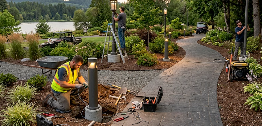 Landscape Post, Pole, and Bollard Lighting Installation in Brentwood
