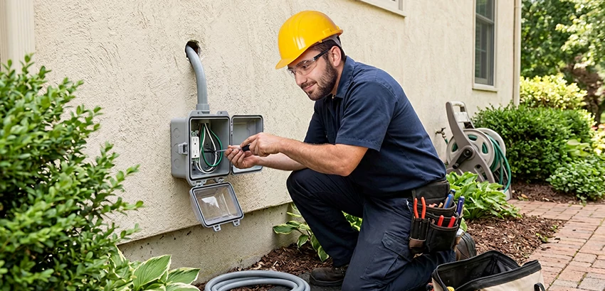 Outdoor Outlet Installation on Vinyl Siding in Brentwood